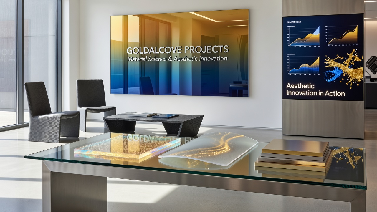 Close-up view of nanostructured gold surfaces showcasing aesthetic light diffusion effects in Goldalcove installations